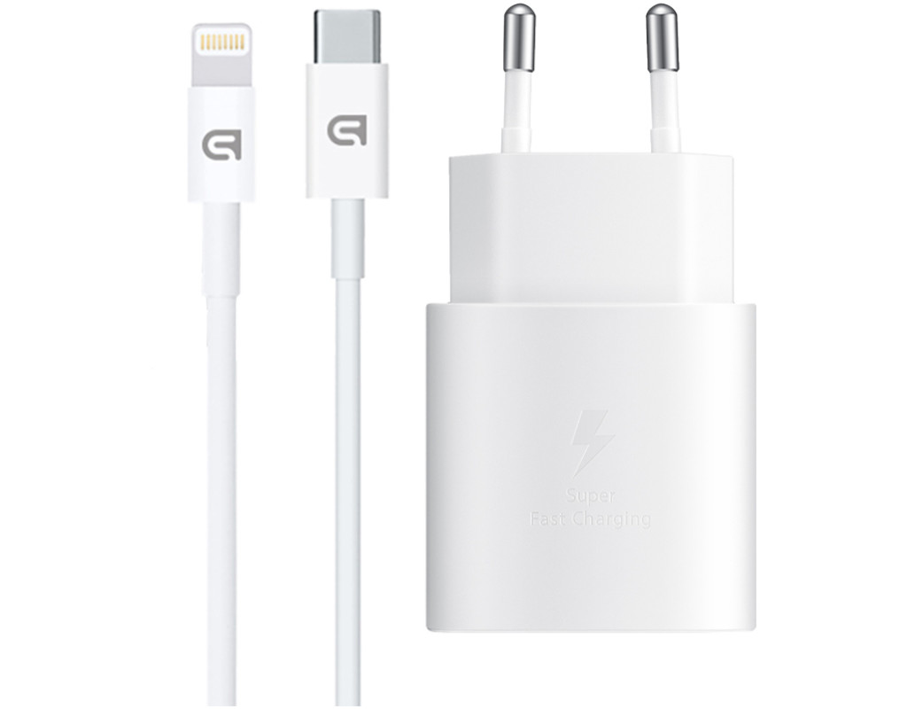 Зарядное устройство Armorstandart AR-TA800W USB-C 25W White + cable USB-C to Lightning (ARM77719)