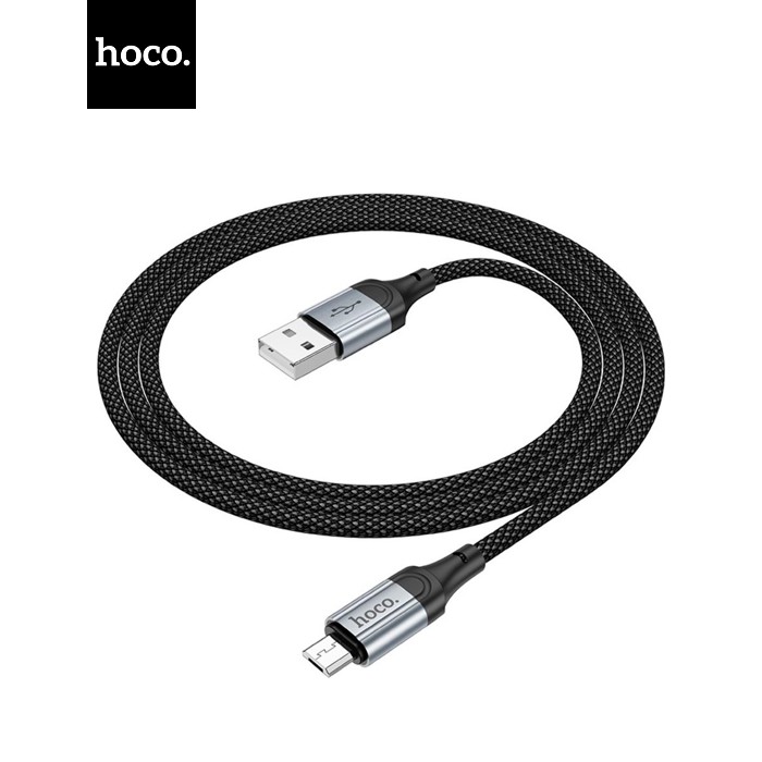 Дата кабель USB 2.0 AM to Micro 5P 1.0m 2.4A nylon X102 black HOCO (6942007608763)