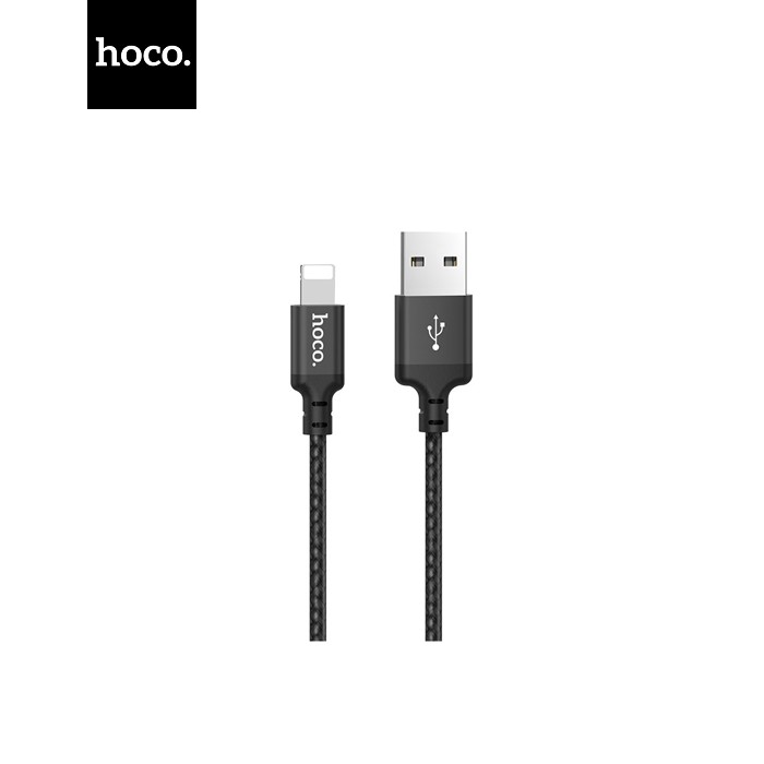 Дата кабель USB 2.0 AM to Lightning 1.0m 2A nylon X14 black HOCO (6957531062820)