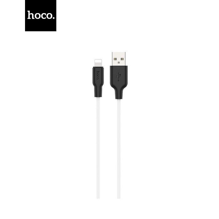 Дата кабель USB 2.0 AM to Lightning 1.0m 2.4A silicone X21 black+white HOCO (6931474711816)