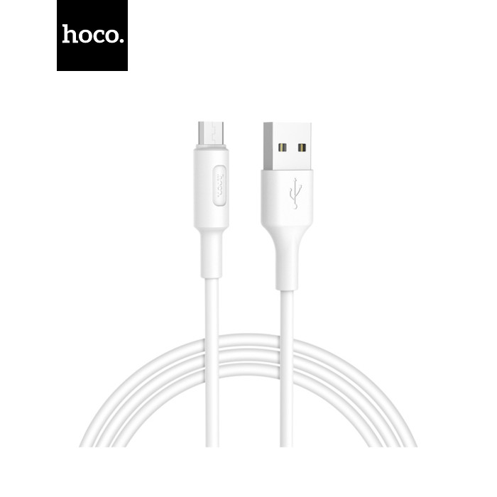 Дата кабель USB 2.0 AM to Micro 5P 1.0m 2A PVC X25 white HOCO (6957531080138)