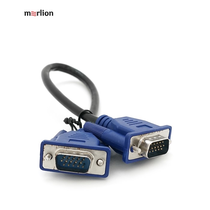 Кабель Merlion VGA 3+2 0.3m, male to male (тато-тато), чорно-синій, пакет Q250