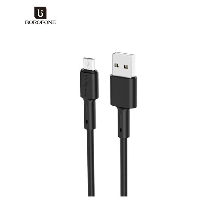 Дата кабель USB 2.0 AM to Micro 5P 1.0m 2.4A silicone BX31 black BOROFONE (6931474710376)