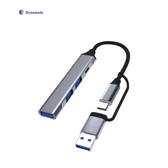 Концентратор Dynamode USB Type-C + USB-A to 1хUSB-C 3.0 1хUSB-A 3.0 2xUSB-A 2.0 dark grey (DM-UH-314AC)