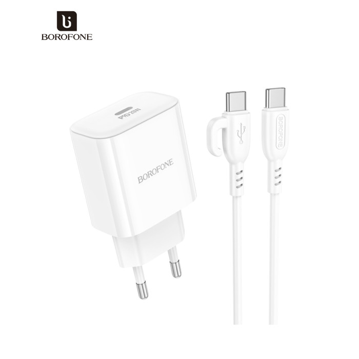 Зарядное устройство BOROFONE BA81A USB-C PD20W + cable USB-C to USB-C White (6941991108204)