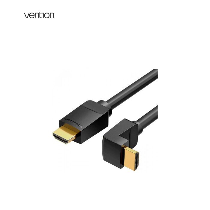 Кабель мультимедийный HDMI M to HDMI M 1.0m V2.0 4K60Hz 90° corner PVC black Vention (AARBF)
