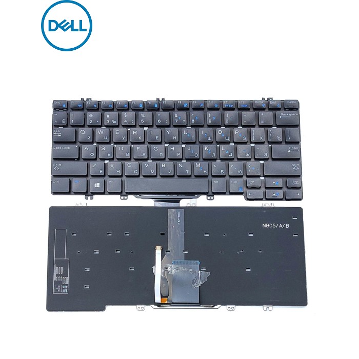 Клавіатура для DELL Latitude E5280, E7280, 5280, 5288, 5289, 5290, 7280, 7380, 7389, 7390 (RU Black c підсвіткою)
