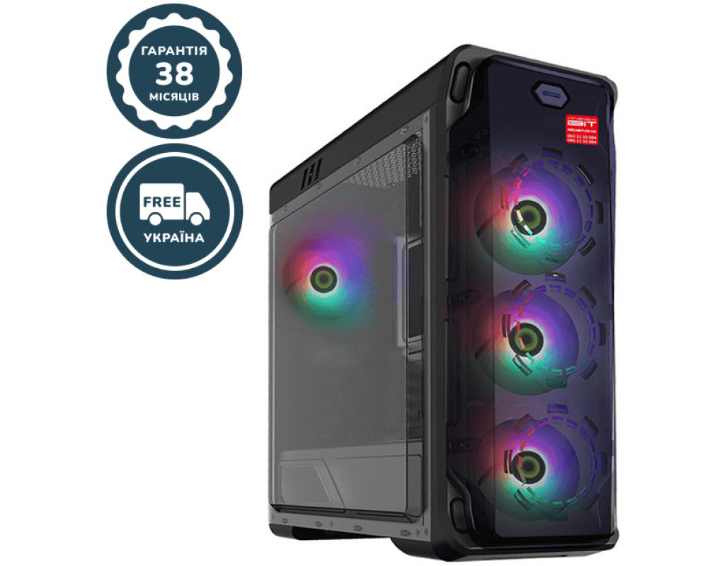 Комп'ютер MegaBiT Gaming I117R16S1024 (AMD Ryzen 5 7500F (3.7 - 5.0 ГГц) / B650 / RAM 32 Gb / SSD 1000 Gb / nVidia GeForce RTX 5070, 12 ГБ/ Gigabit LAN / Wi-Fi AC / без ОС)