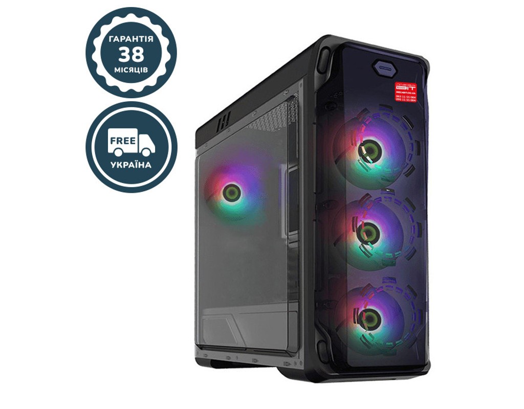 Комп'ютер MegaBiT Gaming R580R32S1024 (AMD Ryzen 5 5600 (3.5 - 4.4 ГГц) / B550 / RAM 32 Gb / SSD 1000 Gb M.2 NVMe / nVidia GeForce RTX 5060, 8 ГБ / Gigabit LAN / Wi-Fi AC / 600w / без ОС)