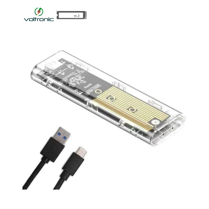 Кишеня зовнішня USB to M.2 NVME, Voltronic SSD transparent Case, 10Gbps M.2 NVME SSD to USB 3.1, Enclosure Type-A to Type-C Cable for M.2 SSD 2230 2260 2280
