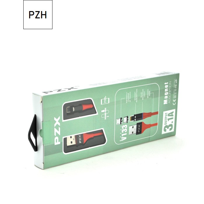 Кабель магнітний PZX V133, Lighting, Output, 3.1A, Red, довжина 1м, BOX
