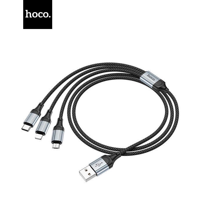 Кабель HOCO X102 USB-1 3 in 1 Micro / Iphone / Type-C, 2A, довжина 1м, Black, Box