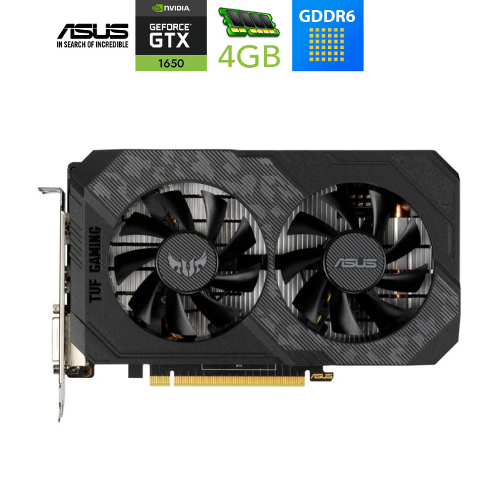 Видеокарта (OEM, без коробки) ASUS GTX 1650 TUF Gaming OC Edition 4GB GDDR6 (128bit) (1410/12000) (DVI-D, HDMI, DisplayPort) (TUF-GTX 1650-O4GD6-P-GAMING)