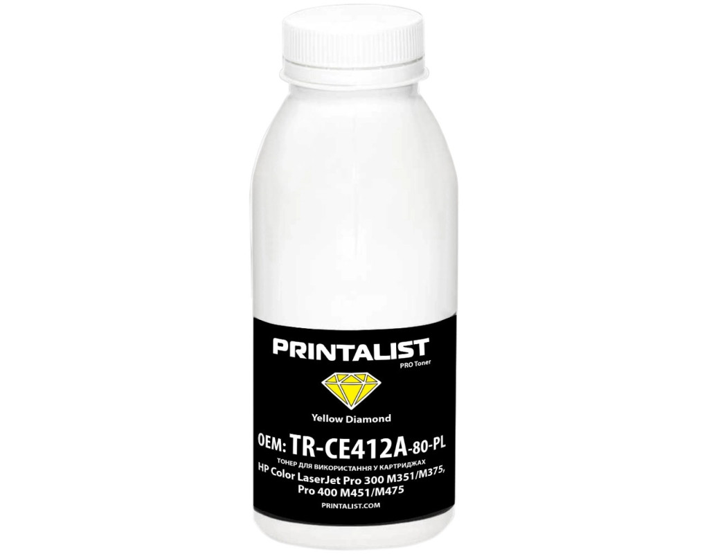 Тонер HP CLJ Pro 300 M351/M375, Pro 400 M451/M475, 80г Yellow Printalist (TR-CE412A-80-PL)