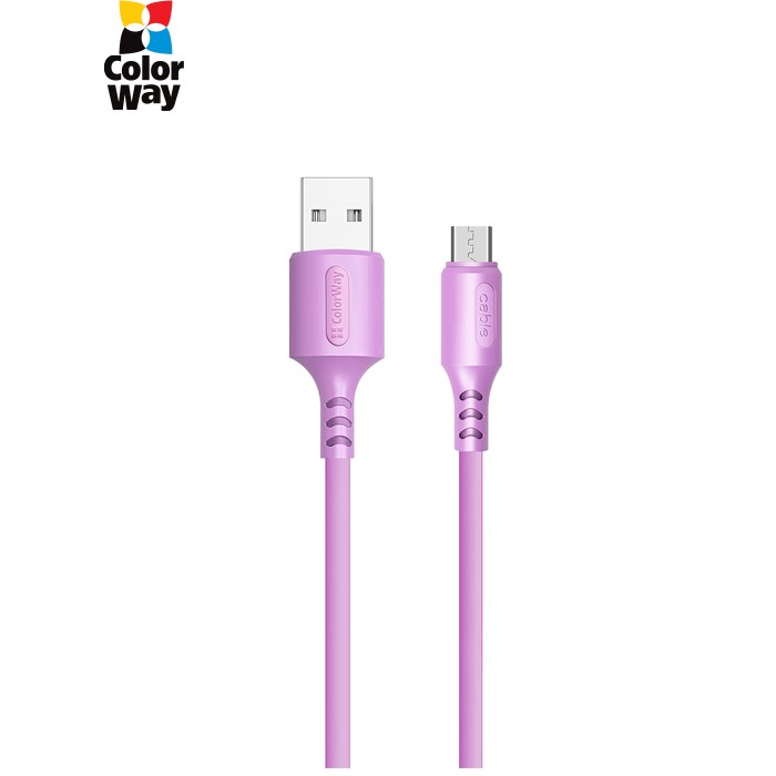 Дата кабель USB 2.0 AM to Micro 5P 1.0m soft silicone violet ColorWay (CW-CBUM044-PU)