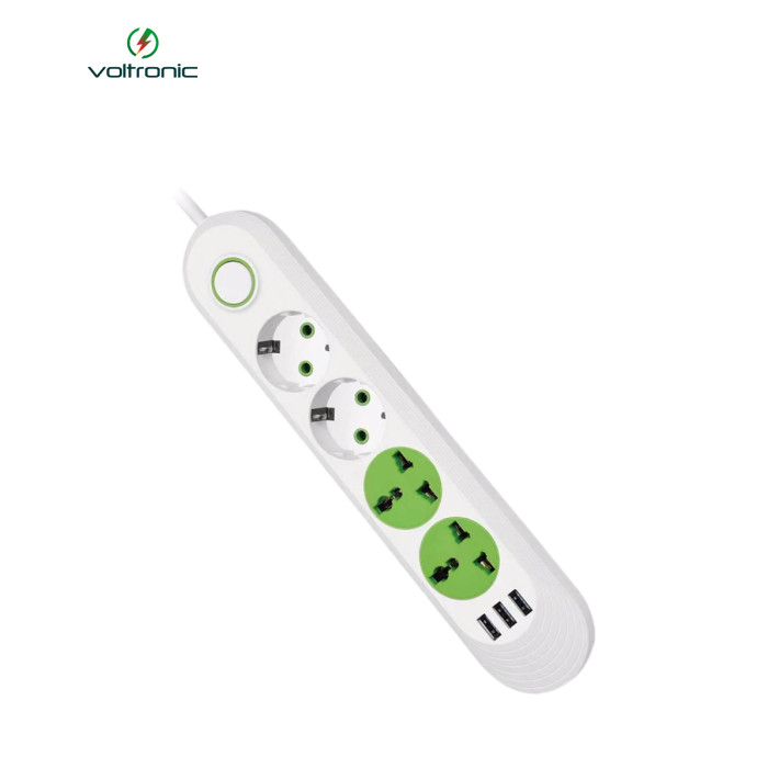 Сетевой фильтр питания Voltronic F01U, 2роз EU + 2роз Universal, 3*USB White (F01U-White)