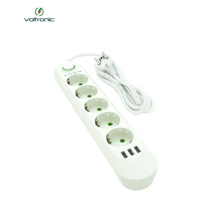 Сетевой фильтр питания Voltronic F05U, 5роз EU, 3*USB White (F05U-White)