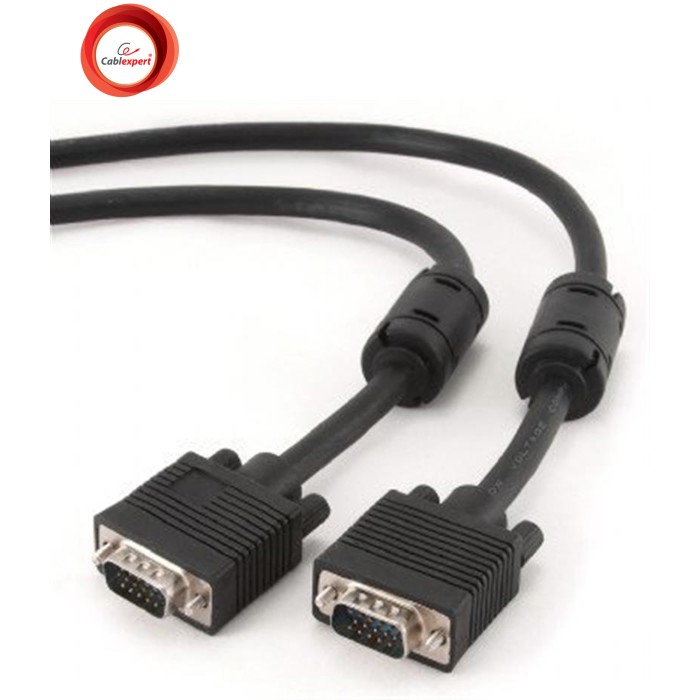 Кабель Cablexpert VGA - VGA (M/M), HD15, з 2-ма фер. кільцями, чорний, 5 м (CC-PPVGA-5M-B) пакет