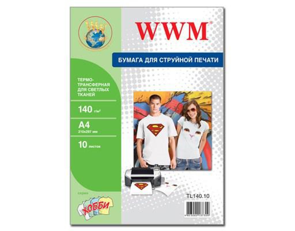 Фотопапір WWM A4 Termotransfers/White (TL140.10)