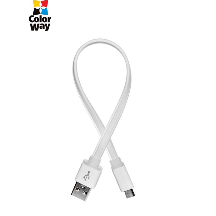 Дата кабель USB 2.0 AM to Micro 5P 0.25m white ColorWay (CW-CBUM-MUM25W)
