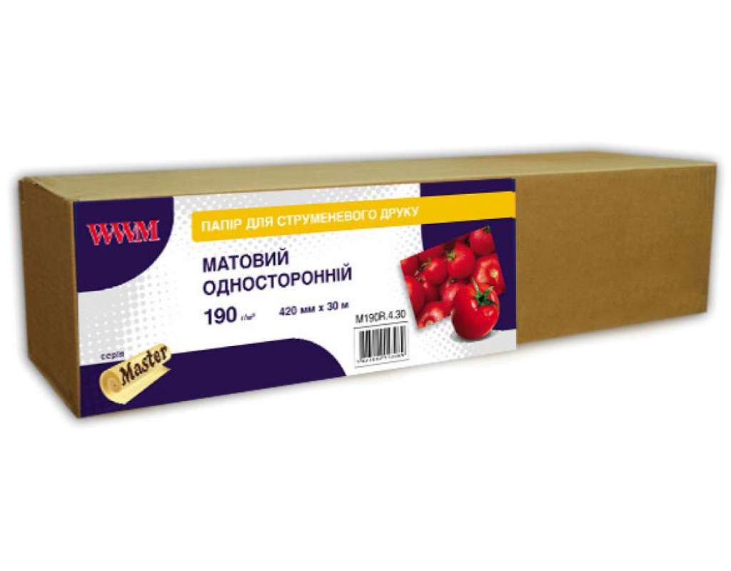 Бумага WWM 16,5"/420мм х 30м, matte, 190г/м кв (M190R.4.30)