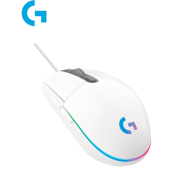 Миша Logitech G102 Lightsync White (910-005824) Ігрові, для комп'ютера, дротове, USB, оптичний, 8000 dpi, кількість кнопок - 5, середня, 116 х 62 х 38 мм, 85 г