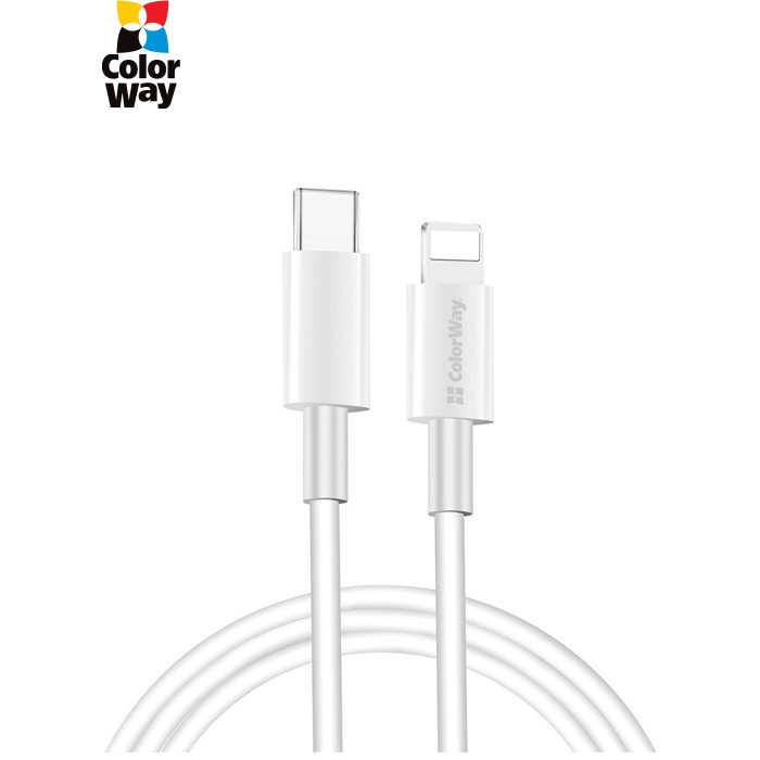 Дата кабель USB-C to Lightning 1.0m 3A white ColorWay (CW-CBPDCL032-WH)