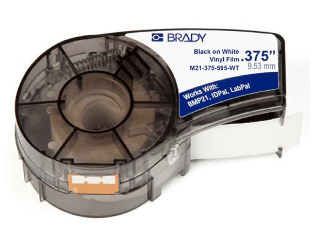 Стрічка для принтера етикеток Brady M21-375-595-WT, vinyl, 9.53mm/6.4m. Black on White (M21-375-595-WT)