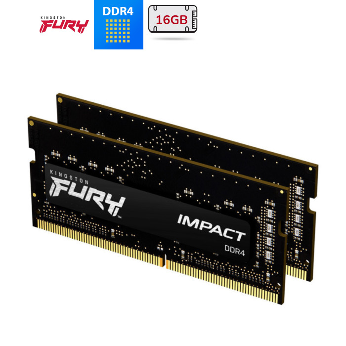 Модуль пам'яті для ноутбука SoDIMM DDR4 16GB (2x8GB) 3200 MHz Fury Impact Kingston Fury (ex.HyperX) (KF432S20IBK2/16)
