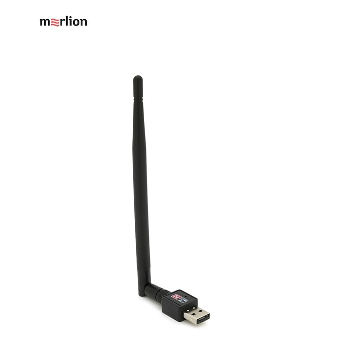 Бездротовий мережевий адаптер з антеною 20см 5DBI Wi-Fi-USB Merlion LV-UW02RK-5DB, 802.11bgn, 300MB, 2.4 GHz, WIN7 / XP / Vista / 2K / MAC / LINUX