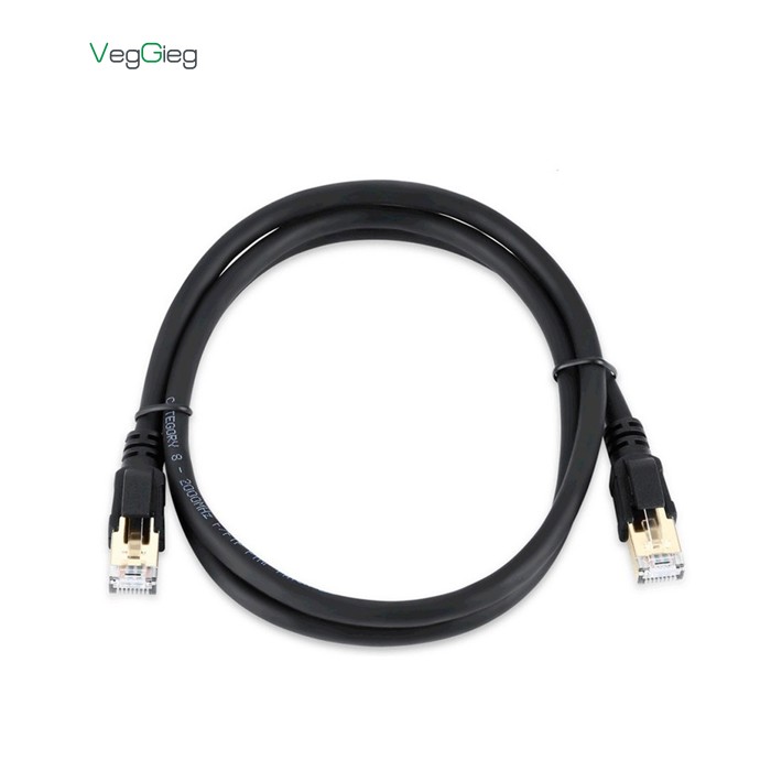 Патч-корд литий VEGGIEG, CCA, SSTP, RJ45, Cat.8, 3m, чорний