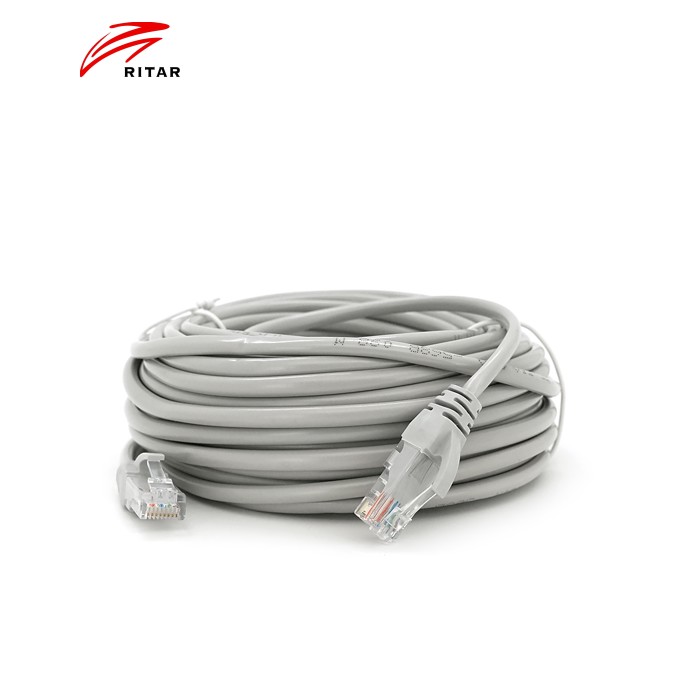 Патч-корд литий RITAR, CCA, UTP, RJ45, Cat.5e, 10m, сірий Q250