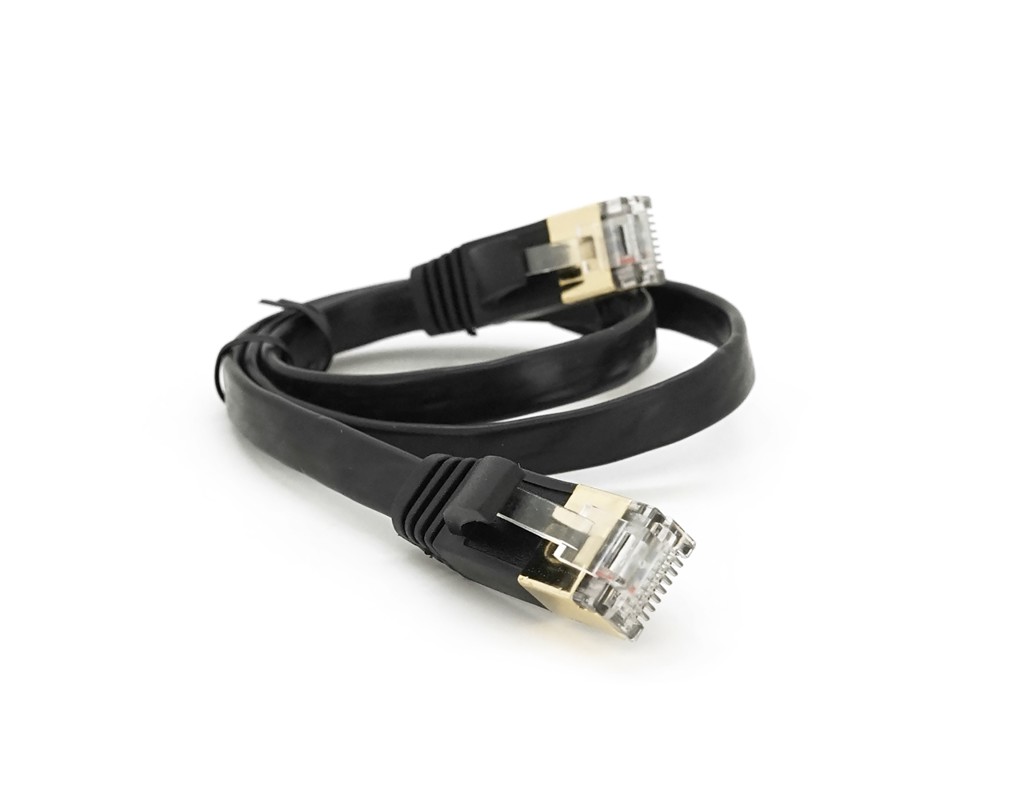 Патч-корд литий плоский WEEPDA, UTP, RJ45, Cat.7, 0.5m, Cu, чорний