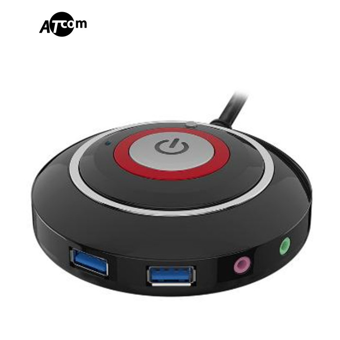 Концентратор USB HUB 3.0 2 port + mic + headphones, Q/YLW001-2018, USB HUB + кнопка включення ПК + роз'єм для навушників та мікрофона. HUB підключається до материнської плати!