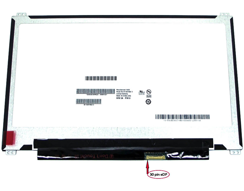 Матриця 11.6" Slim eDP (1366*768, 30pin, вушка верх-низ по краях!) AUO B116XTN02.3, Матова. Для ASUS X205T X205TA