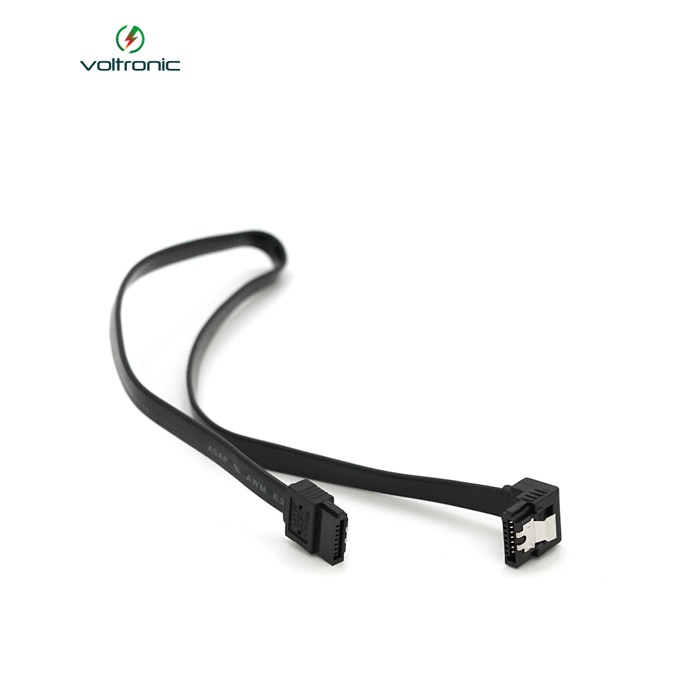 Кабель інтерфейсний SATA 0.45м, загнутий із клямкою, чорний