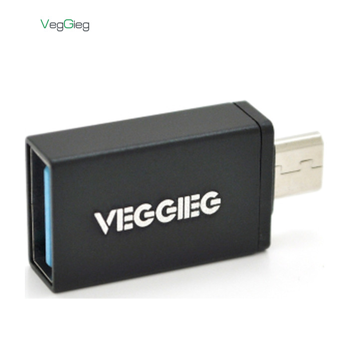 Перехідник USB 2.0 AF to Micro 5P M OTG black VEGGIEG (V-OT01)
