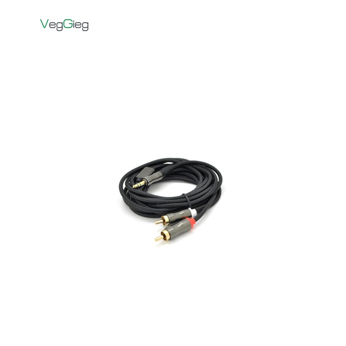 Кабель мультимедійний 3.5mm M to 2xRCA M 5.0m black VEGGIEG (YT-AR2-5)