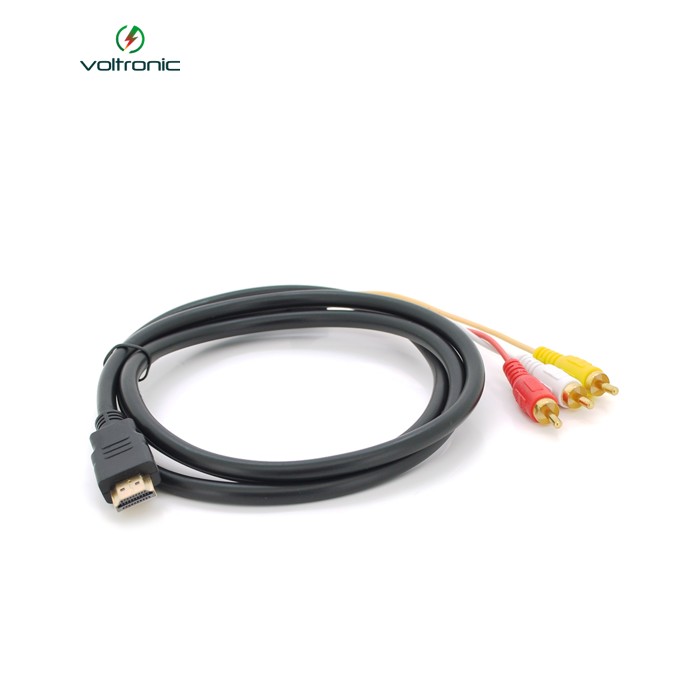 Кабель HDMI (тато)-3RCA (тато), 1.5m, 1 ферит, обплетення, Black / Red, пакет