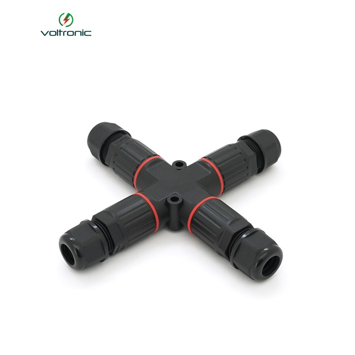Кабельний T-розгалужувач EW-P20T-3P, під кабель 5-9 мм, 16A, 450V, Black