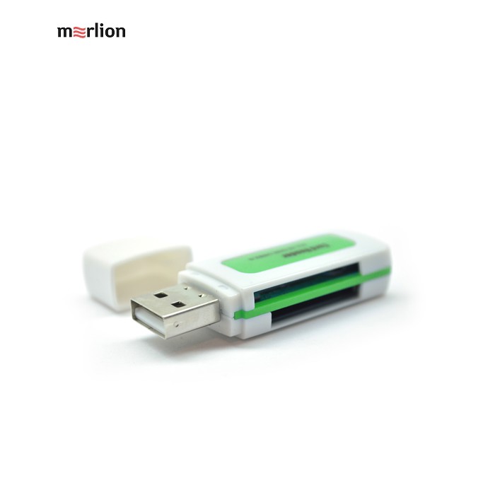Кардридер універсальний 4в1 MERLION CRD-5GR TF / Micro SD, USB2.0, Green, OEM Q1500