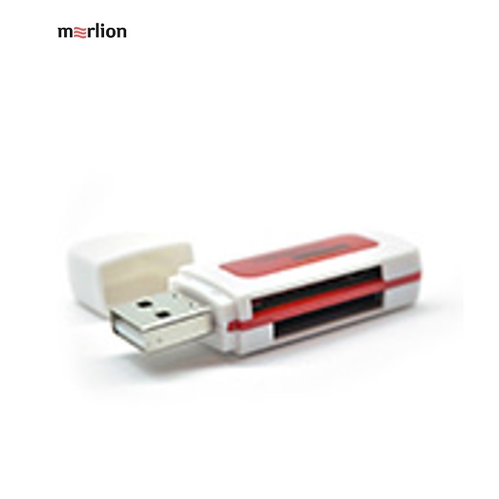 Кардридер універсальний 4в1 MERLION CRD-5RD TF / Micro SD, USB2.0, RED, OEM Q50