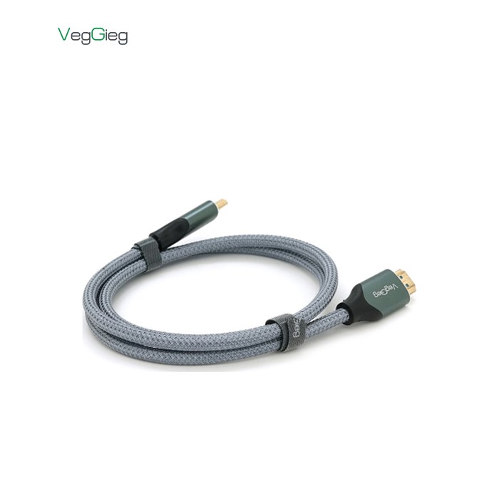 Кабель мультимедийный HDMI M to HDMI M 1.0m 8K silver VEGGIEG (YT-HDMI(M)/(M)V-H401/40356)