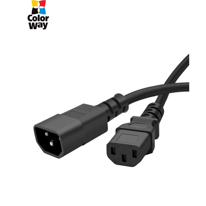 Кабель питания C13 to C14 1.8m 0.75mm2 black ColorWay (CW-CBP087-BK)