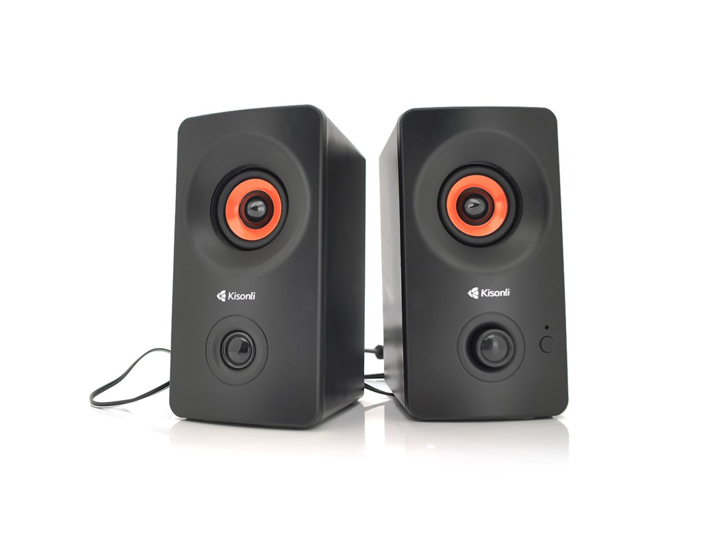 Колонки 2.0 Kisonli AС-9002BT, для ПК і ноутбука, живлення 220V + jack 3.5mm, 2x3W, 20Hz- 20KHz, з вбудованим підсилювачем, bluetooth, Black, BOX, Q30