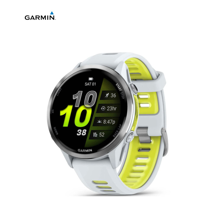 Смарт-годинник Garmin Forerunner 970, Whitestone/Amp Yellow, GPS (010-02969-11)