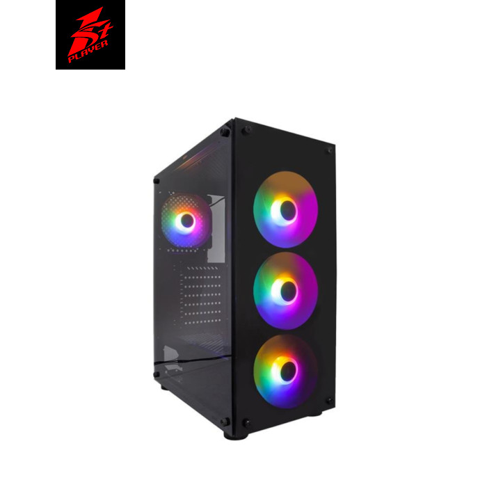 Корпус 1stPlayer V3-B-BK-4F1 Black без БП