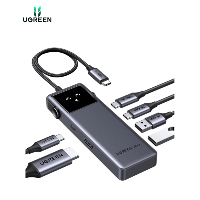 Концентратор Ugreen USB-C to HDMI + 2xUSB 3.2 + 2xUSB-C 3.2 + PD CM888 gray (35998)