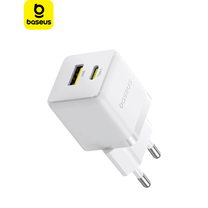 Зарядное устройство Baseus 1xUSB-C 30W + 1xUSB white (P1011160A213-00)