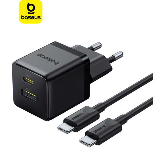Зарядное устройство Baseus 1xUSB-C 30W + 1xUSB + cable USB-C to USB-C 60W 1.0m (P1011160A113-01)